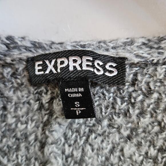 Express Gray Wool Blend Sweater Cardigan Size S Casual Minimalist Professional - Picture 4 of 9